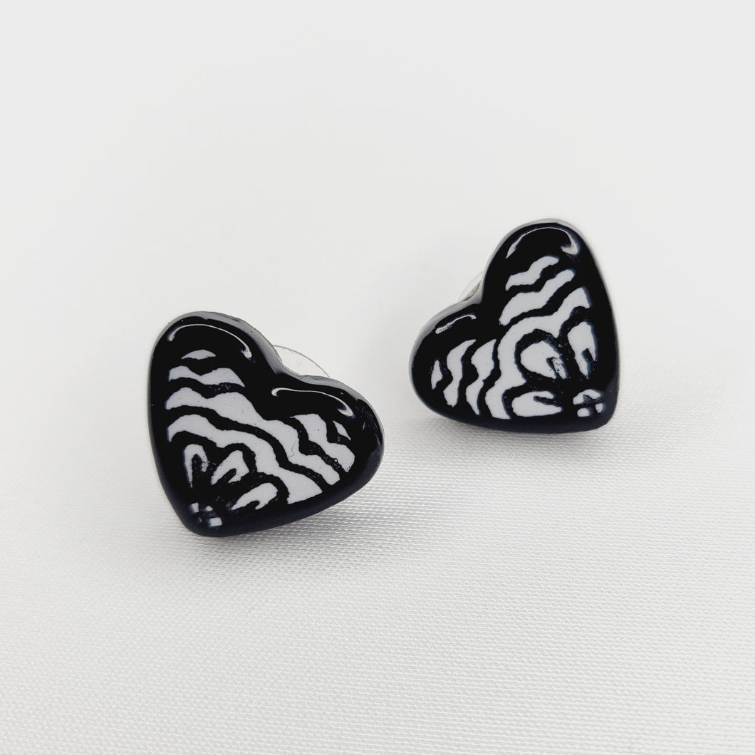 Aretes Corazón Talavera negra