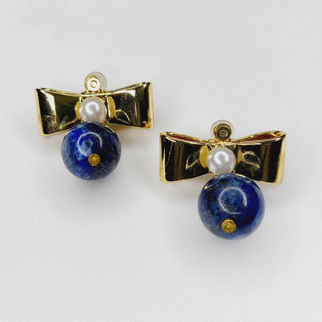 Aretes Moño Piedra Azul